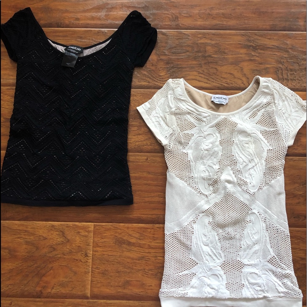 Two Bebe bodycon blouses